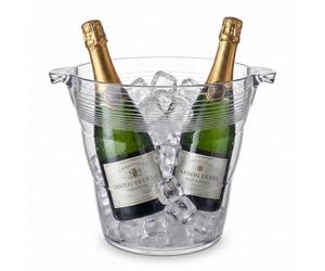 Chabrias Ltd 9 Litre Clear Wine Cooler, Ice Bucket with Handles, 1 Pack | Clear BPA-free SAN plastic drinks cooler holds up to 2 x 75 ottles per bucket; ideal for wine, Champagne, beer and parties