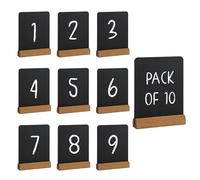 Chabrias Ltd A4 Chalkboard Table Sign with Wooden Stand - 31x22cm - Reusable Easy Wipe Chalkboard Sign, Menu Display, Wedding Table Numbers, Reserved Signs for Restaurants, Cafés & Events (10, Mini)