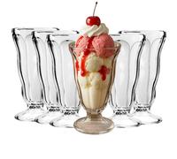 Chabrias Ltd Anchor Hocking Set of 6 Tall Ice Cream Sundae Milkshake Dessert Glass in Clear | Size: 1 Pack Chabrias Ltd Clear 1 Pack