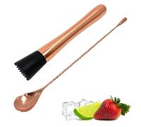 Chabrias Ltd Bar Muddler, Spoon, Stainless Steel Finish, Cocktail Accessories & Tools (Copper Muddler & Copper Collison Bar Spoon)