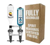 Chabrias Ltd Black 2 Bottle Wall Bar Rail + 35ml Spirit Optic Measure 35ml - UK Made, Fully Assembled Metal Bracket & Pub Trade Compliant, Traditional Black, Fits 70cl-1.5L Bottles