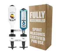 Chabrias Ltd Black 2 Bottle Wall Bar Rail + 50ml Spirit Optic Measure - UK Made, Fully Assembled Metal Bracket & Pub Trade Compliant, Traditional Black, Fits 70cl-1.5L Bottles