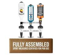 Chabrias Ltd Black 3 Bottle Wall Bar Rail + 35ml Spirit Optic Measure - UK Made, Fully Assembled Metal Bracket & Pub Trade Compliant, Traditional Black, Fits 70cl-1.5L Bottles