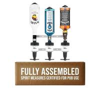 Chabrias Ltd Black 3 Bottle Wall Bar Rail + 50ml Spirit Optic Measures - UK Made, Fully Assembled Metal Bracket & Pub Trade Compliant, Traditional Black, Fits 70cl-1.5L Bottles