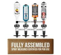 Chabrias Ltd Black 4 Bottle Wall Bar Rail + 25ml Spirit Optic Measure 25ml - UK Made, Fully Assembled Metal Bracket & Pub Trade Compliant, Traditional Black, Fits 70cl-1.5L Bottles (4 Bottle, 25ml)