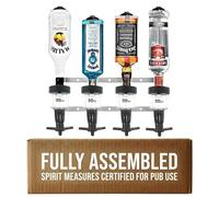 Chabrias Ltd Black 4 Bottle Wall Bar Rail + 50ml Spirit Optic Measure - UK Made, Fully Assembled Metal Bracket & Pub Trade Compliant, Traditional Black, Fits 70cl-1.5L Bottles