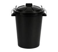 Chabrias Ltd Black Heavy Duty Plastic Bin 85 Litre With Locking Clip Lid Uk Made