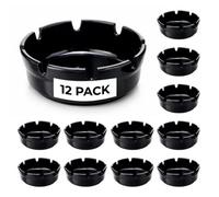 Chabrias Ltd Black Melamine Ashtray Set 12 Pack 4" Durable Ashtrays With 8 Cigarette Notches