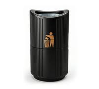 Chabrias Ltd Chabrias 94L Freestanding Outdoor Litter Bin With Galvanised Liner Heavy-Duty Weather-Resistant Plastic, Black