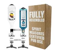 Chabrias Ltd Chrome 2 Bottle Wall Bar Rail + 35ml Spirit Optic Measure - UK Made, Fully Assembled Metal Bracket & Pub Trade Compliant, Traditional Chrome, Fits 70cl-1.5L Bottles