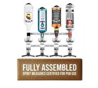 Chabrias Ltd Chrome 4 Bottle Wall Bar Rail + 25ml Spirit Optic Measure - UK Made, Fully Assembled Metal Bracket & Pub Trade Compliant, Traditional Chrome, Fits 70cl-1.5L Bottles