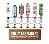 Chabrias Ltd Chrome 6 Bottle Wall Bar Rail + 35ml Spirit Optic Measure 35ml - UK Made, Fully Assembled Metal Bracket & Pub Trade Compliant, Traditional Chrome, Fits 70cl-1.5L Bottles