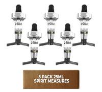 Chabrias Ltd Chrome Optic Spirit Measure - CE Government Stamped, UK Made Wall Mounted Optic Dispenser for Spirits, Ideal for Home Bars, Pubs & Commercial Bars (5, 25ml)