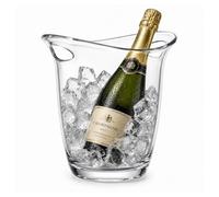 Chabrias Ltd Clear Acrylic Wine & Champagne Ice Bucket with Handles | 6 mm thick clear acrylic bottle cooler with integrated handles; holds one 75cl wine or Champagne bottle with ice for serving