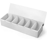 Chabrias Ltd Condiment Dispenser 4/5/6 Compartment Stainless Steel Back Bar Pub Condiment Holder, Dispenser - Ideal for Dispensing Cocktail Garnishes & Ingredients (6 Compartment)