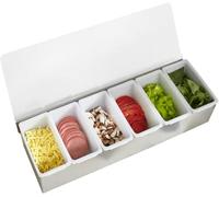 Chabrias Ltd Condiment Dispenser 4/5/6 Compartment Stainless Steel Back Bar Pub Condiment Holder, Dispenser - Ideal for Dispensing Cocktail Garnishes & Ingredients (5 Compartment)