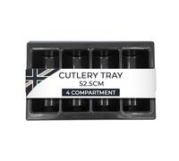 Chabrias Ltd Cutlery Tray 4 Compartment Black Durable Restaurant Grade Organiser, Gastronorm Box 1/1 Commercial Kitchen Storage for Restaurants Schools Catering Food Service Utensil Holder