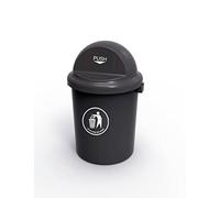 Chabrias Ltd Dark Grey Plastic Rubbish Bin - 80 Litre Heavy-Duty Recycling Bin With Push Flap Lid