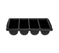 Chabrias Ltd Durable 4 Compartment GN 1/1 Cutlery Tray Black - Restaurant Grade, Easy-to-Clean Organizer,Efficient Kitchen Storage in Restaurants, Schools, and Commercial Use