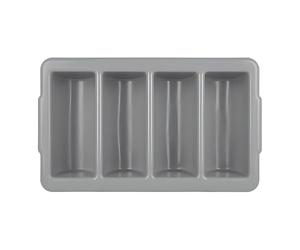Chabrias Ltd Durable 4 Compartment GN 1/1 Cutlery Tray - Restaurant Grade, Easy-to-Clean Organizer,Efficient Kitchen Storage in Restaurants, Schools, and Commercial Use (Grey)