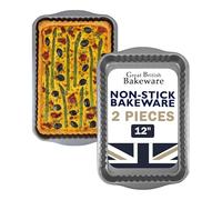 Chabrias Ltd Fluted Rectangle Quiche Flan Tart Tin Pan Twin Pack Superior Double Coated Non Stick Made in England