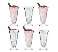 Chabrias Ltd Footed Dessert Glasses, Ice Cream Sundae Glasses, Dessert Bowls, Knickerbocker Glory Glasses, Milkshake Glass, Prawn Cocktail Dishes, Footed Glass Trifle Bowl (Pack of 6, Large)