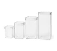 Chabrias Ltd Full Set of 4 Airtight Food Storage Jars - 28oz + 40oz + 58oz + 80oz - Clear BPA-Free Square Containers with Sealed Lids for Pantry Organisation