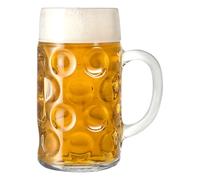 Chabrias Ltd German Beer Stein | 1 Litre / 2 Pint (44oz) Oktoberfest Beer Mug | Authentic Dimpled Glass Tankards | Made in Italy, Dishwasher Safe