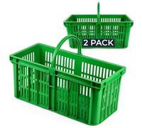 Chabrias Ltd Glass Collection Caddy Basket with Handle - UK Made Heavy Duty Bar Glass Carrier for Pubs, Restaurants & Home, Multi-Purpose Cleaning Caddy, Bottle & Glasses Transport - (2, Green)