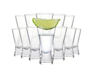 Chabrias Ltd Heavy Base V-Shaped Shot Glasses | Set of 12 | Durable 35ml Shot Glasses for Vodka, Whiskey, Tequila, Espresso, Desserts | Dishwasher Safe & Perfect for Gifting