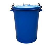 Chabrias Ltd Heavy Duty 110 Litre Blue UK Made Plastic Bin Dustbin, Indoor or Outdoor with Locking Clip Lid for Home Garden Rubbish Waste Animal Feed