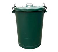 Chabrias Ltd Heavy Duty 110 Litre Green UK Made Plastic Bin Dustbin, Indoor or Outdoor with Locking Clip Lid for Home Garden Rubbish Waste Animal Feed