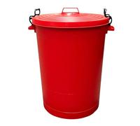 Chabrias Ltd Heavy Duty 110 Litre Red UK Made Plastic Bin Dustbin, Indoor or Outdoor with Locking Clip Lid for Home Garden Rubbish Waste Animal Feed