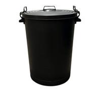Chabrias Ltd Heavy Duty 110L Black Plastic Bin Indoor/outdoor Use Uk Made Dustbin With Locking Clip Lid