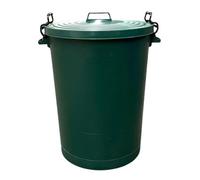 Chabrias Ltd Heavy Duty 110L Green Plastic Bin Indoor/outdoor Use Uk Made Dustbin With Locking Clip Lid