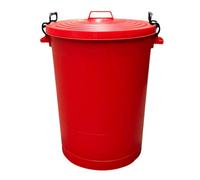 Chabrias Ltd Heavy Duty 110L Red Plastic Bin Indoor/outdoor Use Uk Made Dustbin With Locking Clip Lid