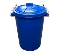 Chabrias Ltd Heavy Duty 85 Litre Black UK Made Plastic Bin Dustbin, Indoor or Outdoor with Locking Clip Lid for Home Garden Rubbish Waste Animal Feed
