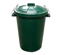 Chabrias Ltd Heavy Duty 85 Litre Green UK Made Plastic Bin Dustbin, Indoor or Outdoor with Locking Clip Lid for Home Garden Rubbish Waste Animal Feed