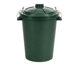 Chabrias Ltd Heavy Duty 85 Litre Green UK Made Plastic Bin Dustbin, Indoor or Outdoor with Locking Clip Lid for Home Garden Rubbish Waste Animal Feed