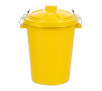 Chabrias Ltd Heavy Duty 85L Yellow Plastic Dustbin With Locking Lid Uk Made Outdoor & Indoor Bin For Rubbish, Garden Waste Or Animal Feed