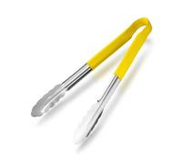 Chabrias Ltd Heavy-Duty Colour Coded Serving Tongs 30cm - Stainless Steel Kitchen Tongs with Non Slip Rubber Grip, HACCP Safe Yellow Tongs for Cooked Meat, Dishwasher Safe | Yellow