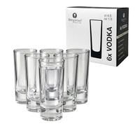 Chabrias Ltd Indro 45ml Tall Modern Shot Glasses 45ml (1.5oz) Set of 6 - Extra Clear Glass with Thick Base, Dishwasher Safe, Professional Vodka & Liqueur Shooter Shot Glasses - Made in Italy