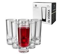 Chabrias Ltd Indro 60ml Tall Modern Shot Glasses 60ml (2 1/8oz) Set of 6 - Extra Clear Glass with Thick Base, Dishwasher Safe, Professional Vodka & Liqueur Shooter Shot Glasses - Made in Italy