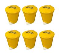 Chabrias Ltd Ltd 20L Yellow Medical Clinical Waste Bin Pedal Bin With Removable Liner For Clinics, Tattoo & Veterinary Use (6 Pack)