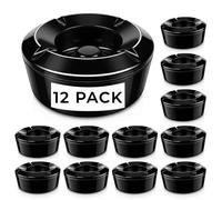 Chabrias Ltd Melamine Windproof Ashtray with Locking Lid - 12 Pack - Black Outdoor Ashtray for Pub Beer Garden Patio Smoking Areas Lightweight Commercial Cigarette Ash Tray + Screw Lid Bulk - 12 Pack
