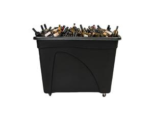 Chabrias Ltd Mobile Glass Bottle Recycling Bin, 208 L Bottle Skip/Bar Truck - Heavy-Duty UK-Made, Leak-Resistant Smooth Interior, Stackable Design, 4 Swivel Castor Wheels - Black