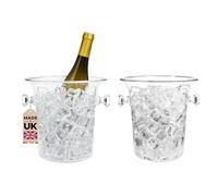 Chabrias Ltd Pack of 2 Clear 3.5 Litre Wine Bucket Champagne, Beer, Wine Cooler, Bar Accessories, Ice Buckets For Parties, Party, Home Bar Accessories, Bottle Cooler Chiller UK Made