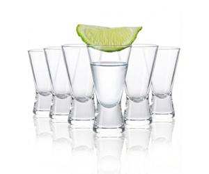 Chabrias Ltd Pack of 6 35ml V-Shaped Shot Glasses - Heavy Base Italian Glass, Dishwasher Safe, For Vodka, Tequila, Espresso, Baby Guinness & Dessert Serves, Ideal for Home Bars & Gifting (6 pack 35ml)