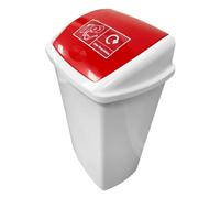 Chabrias Ltd Plastic 50 Litre Swing Top Bin Red & Other Recyclables Logo, Flip Top, Colour Coded, Recycling, Home, Work, Office, Recycle