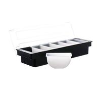 Chabrias Ltd Click to open expanded view Plastic Condiment Dispenser 6 Compartment Black | Bar Condiment Holder, Cocktail Garnish Tray